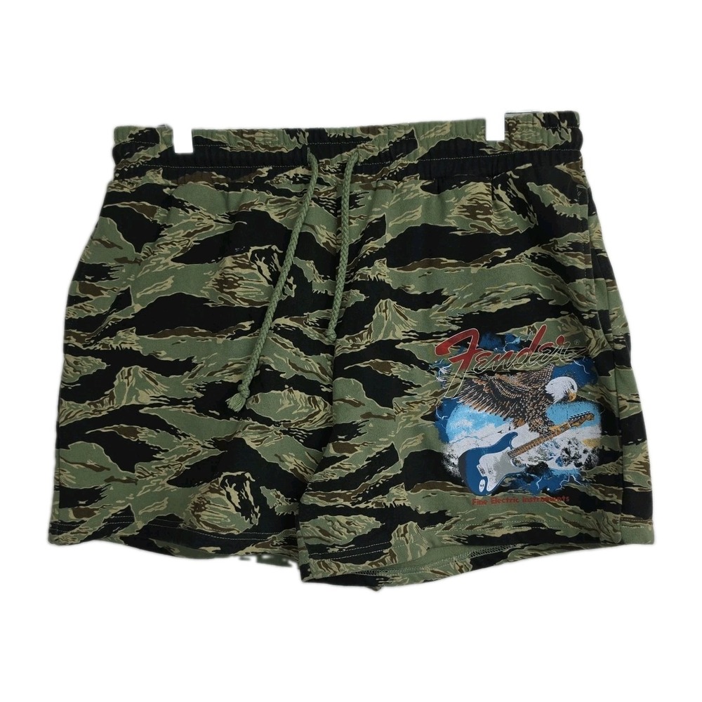 Fender Graphic Shorts Women's Juniors Size L (12/14) Camo Pattern Graphic Print